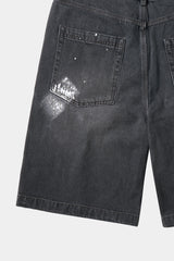エイジスプラッターカーペンターデニムショーツ(Washed Black)