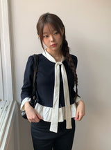 Sau Dot Ribbon Layered Cardigan