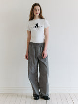 STRING FRILL TRACK PANTS GRAY