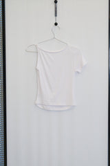 Asymmetric Twisted-Shoulder Top (White)