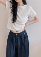 NDベーシックリブクロップショートスリーブTシャツ(6color)