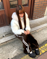 サーチファーフードリブショートパファージャンパー