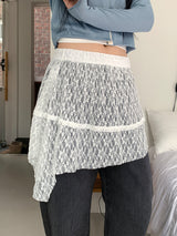 LACE UNBAL LAYERED SKIRT (2C)