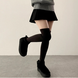 povin woolen pleats mini skirt
