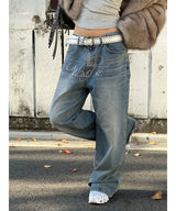 [Unisex] キュービックワイドデニムパンツ