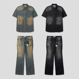 Summer Cool Oil Washed Flare Denim Pants