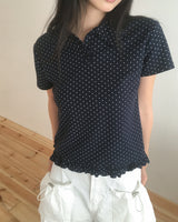 [MADE] Seju ドットカラーフリル半袖Tシャツ