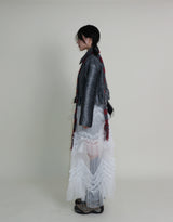 Gamants coloring gradation fringe long-sleeve cropped wool knitwear