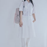 シアーレイヤードリベットプリーツスカート(white)