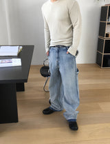 No.1664 cut off washing denim PT