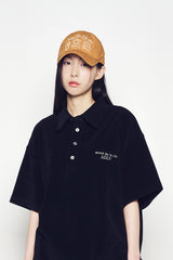 25SS TERRY LOGO EMBO SHORT SLEEVE COLLAR T-SHIRT BLACK