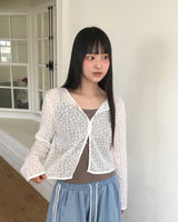 Cheche 花柄シースルーボタンカーディガン
