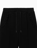 フリルブーツカットバンディングパンツ (ブラック)