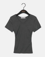 Monve Side Shirring V-neck T-shirt