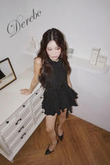 black rose frill halter neck skirt two-piece
