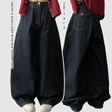 [Short & Basic Selection*] Ig Back Pocket Balloon Fit Raw Fabric Denim Wide Pants