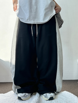SILVER🩶🤍TWO LINE TRACK BALLOON WIDE PANTS 🖤🩶2COLOR