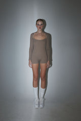 BODYSUIT + BOLERO CARDIGAN SET MOCHA