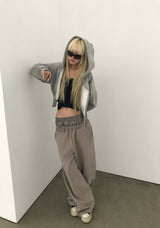 [FLEECE]クリスタルドットクロップドフードジップアップ