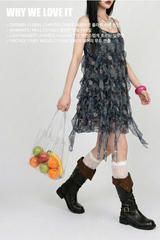GHOST BLOOM FLOWER CHIFFON FRILL DRESS