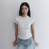 C 90S ラインベーシックTシャツ_ライトグレー