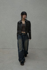 Pocket reverse denim pants