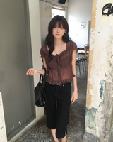 Frill shirring blouse