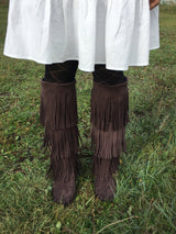 Suede fringe long boots(2color)