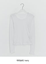 リカロカラーシースルーラウンドロングスリーブTシャツ