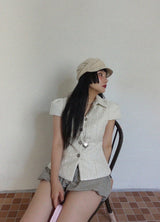 LINEN MOOD NEWSBOY CAP (BEIGE, CHARCOAL 2COLORS!)