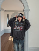 Bird Print Overfit Hoodie