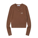 PRIMROSE V-NECK CROP KNIT (6COLOR)