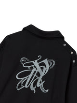 SNAP COLLAR SWEATSHIRT_SCALF SET (BLACK)