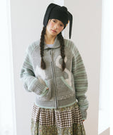 CATS BUTTON ZIP UP CARDIGAN GREY(CV2GFUK681A)