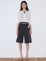 rirri 25 Spring/Summer Collection - カジュアルブラック&ホワイトポルカドットクロップドパンツ (高密度コットン100%)