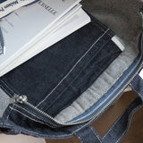 Washed Denim Crossbody Tote Bag