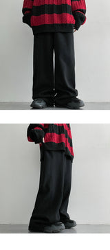 [3-length][S–3XL]NIT カットワイドスウェットパンツ (3 colors)