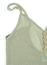SEETHROUGH BUTTON SLEEVELESS_Khaki