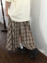 ハリチェックアンバランシードスリットロングスカート