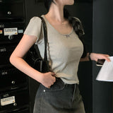 [BELLIDE MADE] ribbon frill short-sleeved T-shirt