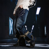 SEXXDEVIL Destroyed Washed Knife-Washed Jeans