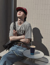 パームプリントクロップショートスリーブTシャツ
