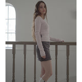 OVERLOCK MINI SKIRT-DARK GRAY