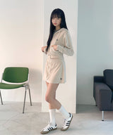 [SET] VELOUR TRAINING HOODZIPUP SKIRT SET UP [4color]