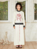 A-line split loose cross-knit half skirt