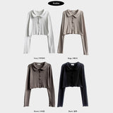 Ronnie Punching Collar Snap Punching Knit Cardigan