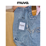 muva. Large‑Capacity Denim Canvas Bag, Spring Summer Commuter Shoulder Bag, Lightweight Casual Original Design, New Arrival Apr 15