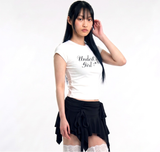 ストレッチコットンスリムショートスリーブTシャツロマンティック ホワイト