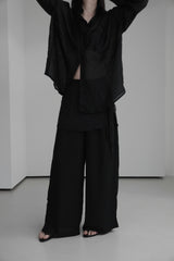 chiffon wrap skirt layered pants (2color)