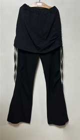 CRINKLE BOW PLEATED TWO-LAYER コットンブーツカットトレーニングスカートパンツレギンス - 2 COLOR
